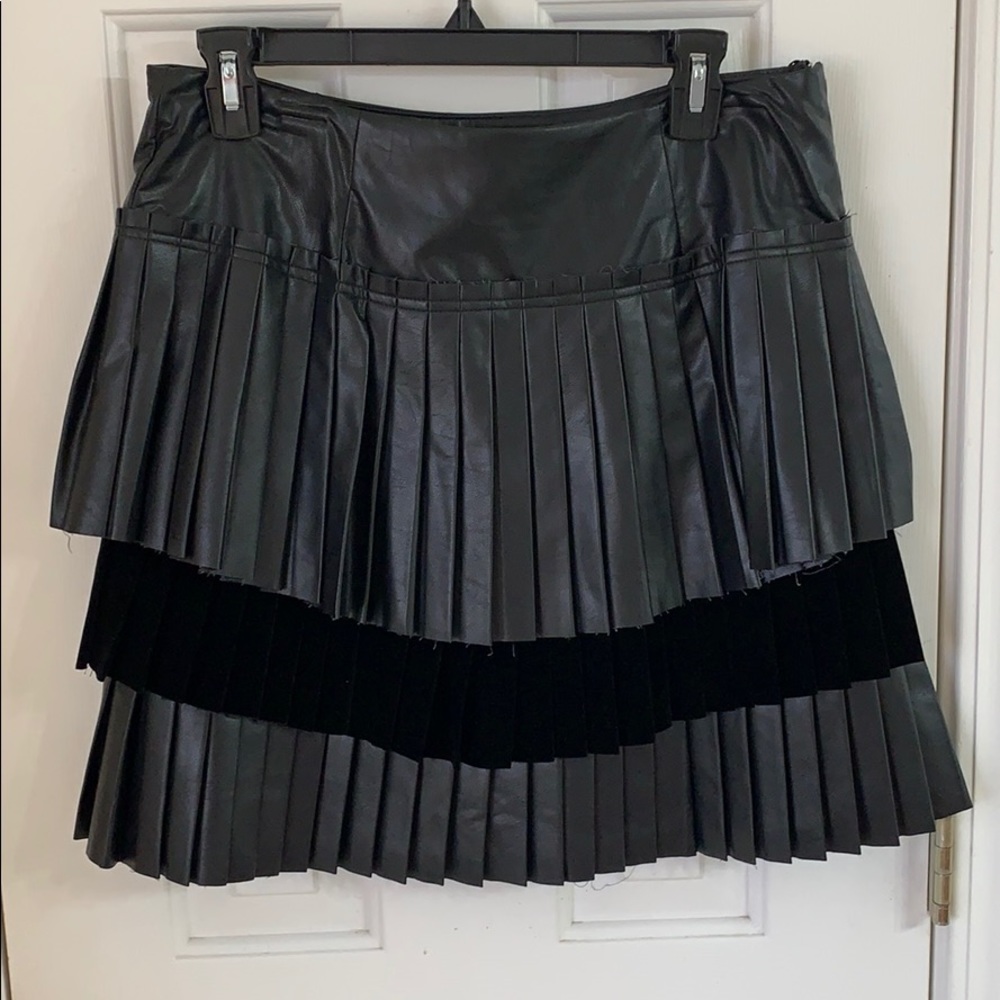 Black faux leather and valor mini shirt